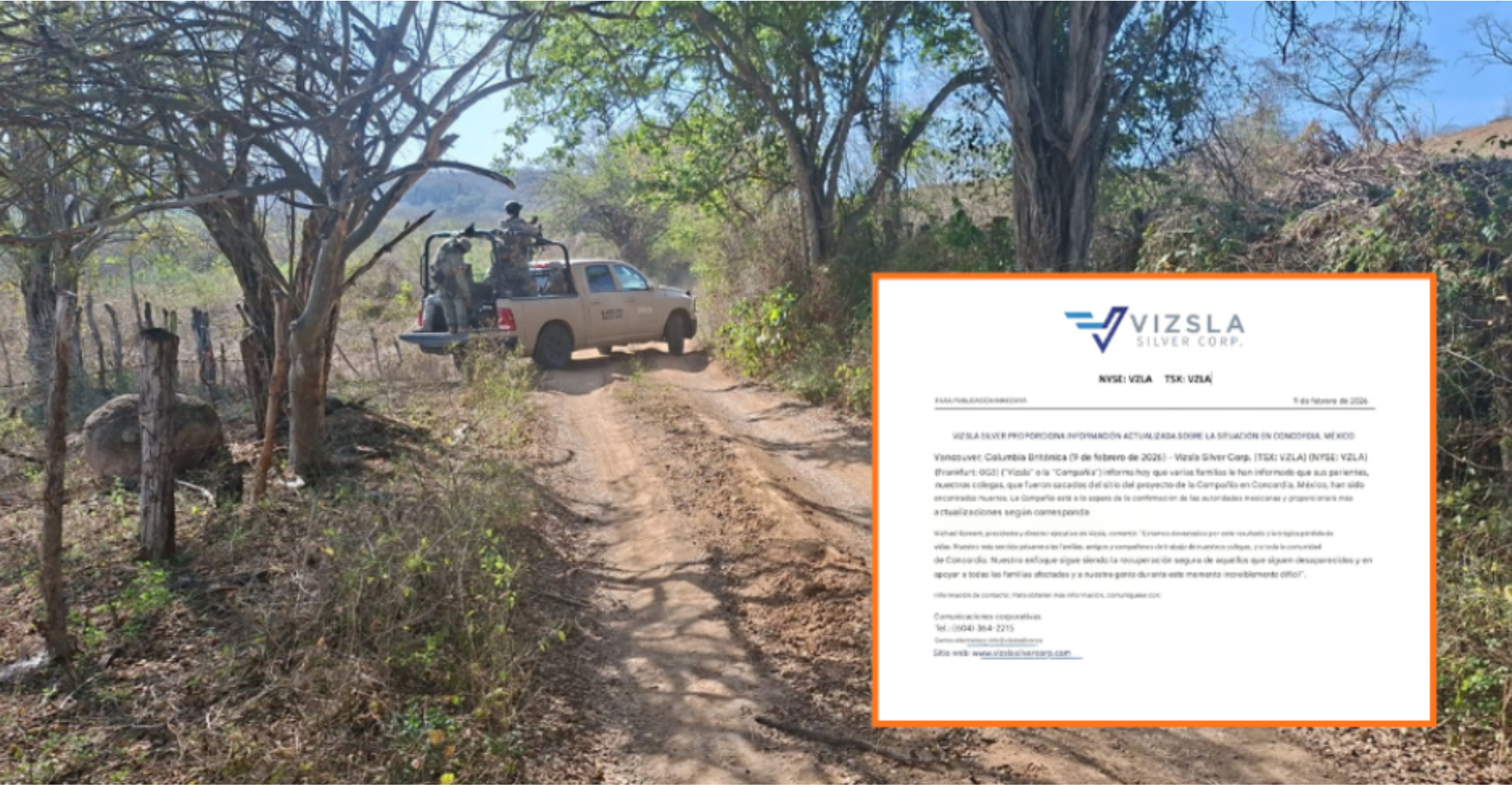 Minera canadiense, en espera de información oficial sobre trabajadores desaparecidos en Concordia