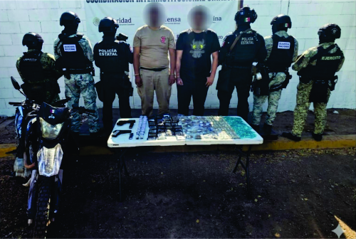 Detiene el Grupo Interinstitucional a dos civiles armados y les aseguran más de 500 dosis de marihuana y cristal
